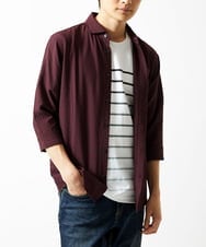 MKBHC19090 MK MICHEL KLEIN HOMME(MKミッシェルクランオム) 【洗える】清涼ブロックサッカー七分袖シャツ パープル
