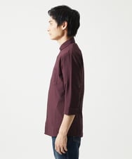 MKBHC19090 MK MICHEL KLEIN HOMME(MKミッシェルクランオム) 【洗える】清涼ブロックサッカー七分袖シャツ パープル