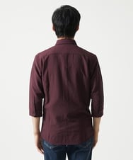 MKBHC19090 MK MICHEL KLEIN HOMME(MKミッシェルクランオム) 【洗える】清涼ブロックサッカー七分袖シャツ パープル