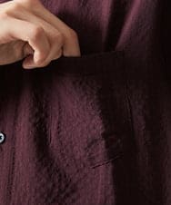 MKBHC19090 MK MICHEL KLEIN HOMME(MKミッシェルクランオム) 【洗える】清涼ブロックサッカー七分袖シャツ パープル