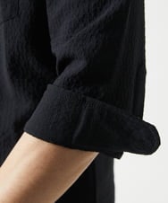 MKBHC19090 MK MICHEL KLEIN HOMME(MKミッシェルクランオム) 【洗える】清涼ブロックサッカー七分袖シャツ ブラック