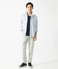MKBHC32130 MK MICHEL KLEIN HOMME(MKミッシェルクランオム) スタンドカラーシャツ / ストライプサッカー　 ライトブルー