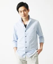 MKBHC32130 MK MICHEL KLEIN HOMME(MKミッシェルクランオム) スタンドカラーシャツ / ストライプサッカー　 ライトブルー