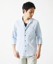 MKBHC32130 MK MICHEL KLEIN HOMME(MKミッシェルクランオム) スタンドカラーシャツ / ストライプサッカー　 ライトブルー