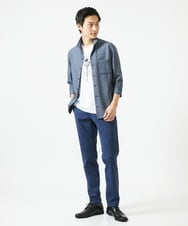 MKBHC32130 MK MICHEL KLEIN HOMME(MKミッシェルクランオム) スタンドカラーシャツ / ストライプサッカー　 ブルー