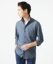 MKBHC32130 MK MICHEL KLEIN HOMME(MKミッシェルクランオム) スタンドカラーシャツ / ストライプサッカー　 ブルー