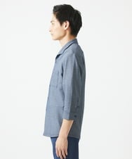 MKBHC32130 MK MICHEL KLEIN HOMME(MKミッシェルクランオム) スタンドカラーシャツ / ストライプサッカー　 ブルー