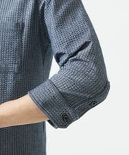 MKBHC32130 MK MICHEL KLEIN HOMME(MKミッシェルクランオム) スタンドカラーシャツ / ストライプサッカー　 ブルー