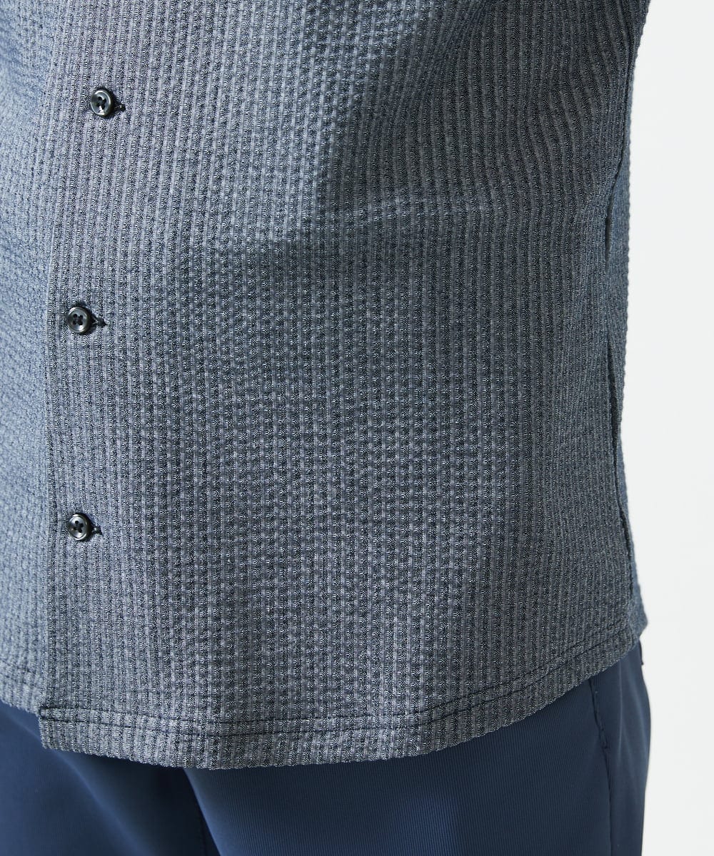 MKBHC32130 MK MICHEL KLEIN HOMME(MKミッシェルクランオム) スタンドカラーシャツ / ストライプサッカー　 ブルー