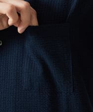 MKBHC32130 MK MICHEL KLEIN HOMME(MKミッシェルクランオム) スタンドカラーシャツ / ストライプサッカー　 ネイビー