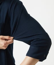 MKBHC32130 MK MICHEL KLEIN HOMME(MKミッシェルクランオム) スタンドカラーシャツ / ストライプサッカー　 ネイビー