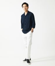 MKBHC32130 MK MICHEL KLEIN HOMME(MKミッシェルクランオム) スタンドカラーシャツ / ストライプサッカー　 ネイビー