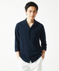 MKBHC32130 MK MICHEL KLEIN HOMME(MKミッシェルクランオム) スタンドカラーシャツ / ストライプサッカー　 ネイビー