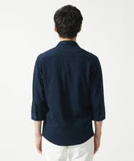 MKBHC32130 MK MICHEL KLEIN HOMME(MKミッシェルクランオム) スタンドカラーシャツ / ストライプサッカー　 ネイビー