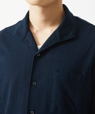 MKBHC32130 MK MICHEL KLEIN HOMME(MKミッシェルクランオム) スタンドカラーシャツ / ストライプサッカー　 ネイビー