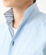 MKBHC55120 MK MICHEL KLEIN HOMME(MKミッシェルクランオム) 【日本製生地使用】半袖シャツ / ドビーリバーシブルストライプ ライトブルー