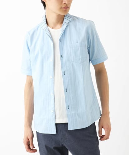 MKBHC55120 MK MICHEL KLEIN HOMME 【日本製生地使用】半袖シャツ / ドビーリバーシブルストライプ