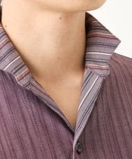 MKBHC55120 MK MICHEL KLEIN HOMME(MKミッシェルクランオム) 【日本製生地使用】半袖シャツ / ドビーリバーシブルストライプ パープル