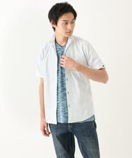 MKBHC55120 MK MICHEL KLEIN HOMME(MKミッシェルクランオム) 【日本製生地使用】半袖シャツ / ドビーリバーシブルストライプ ホワイト