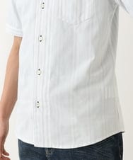 MKBHC55120 MK MICHEL KLEIN HOMME(MKミッシェルクランオム) 【日本製生地使用】半袖シャツ / ドビーリバーシブルストライプ ホワイト