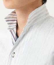 MKBHC55120 MK MICHEL KLEIN HOMME(MKミッシェルクランオム) 【日本製生地使用】半袖シャツ / ドビーリバーシブルストライプ ホワイト