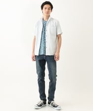 MKBHC55120 MK MICHEL KLEIN HOMME(MKミッシェルクランオム) 【日本製生地使用】半袖シャツ / ドビーリバーシブルストライプ ホワイト