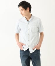 MKBHC55120 MK MICHEL KLEIN HOMME(MKミッシェルクランオム) 【日本製生地使用】半袖シャツ / ドビーリバーシブルストライプ ホワイト