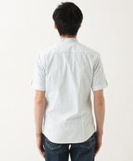 MKBHC55120 MK MICHEL KLEIN HOMME(MKミッシェルクランオム) 【日本製生地使用】半袖シャツ / ドビーリバーシブルストライプ ホワイト