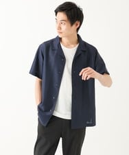 MKBHC59130 MK MICHEL KLEIN HOMME(MKミッシェルクランオム) 開襟シャツ / カラミストレッチ ネイビー