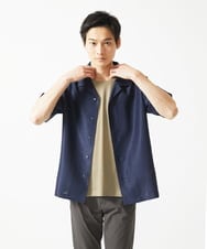 MKBHC59130 MK MICHEL KLEIN HOMME(MKミッシェルクランオム) 開襟シャツ / カラミストレッチ ネイビー