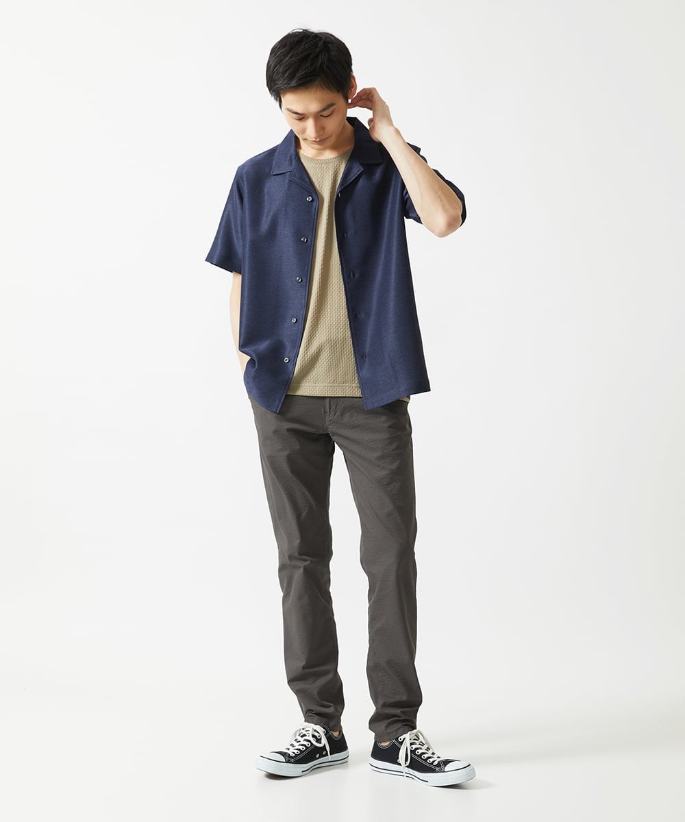 MKBHC59130 MK MICHEL KLEIN HOMME(MKミッシェルクランオム) 開襟シャツ / カラミストレッチ ネイビー