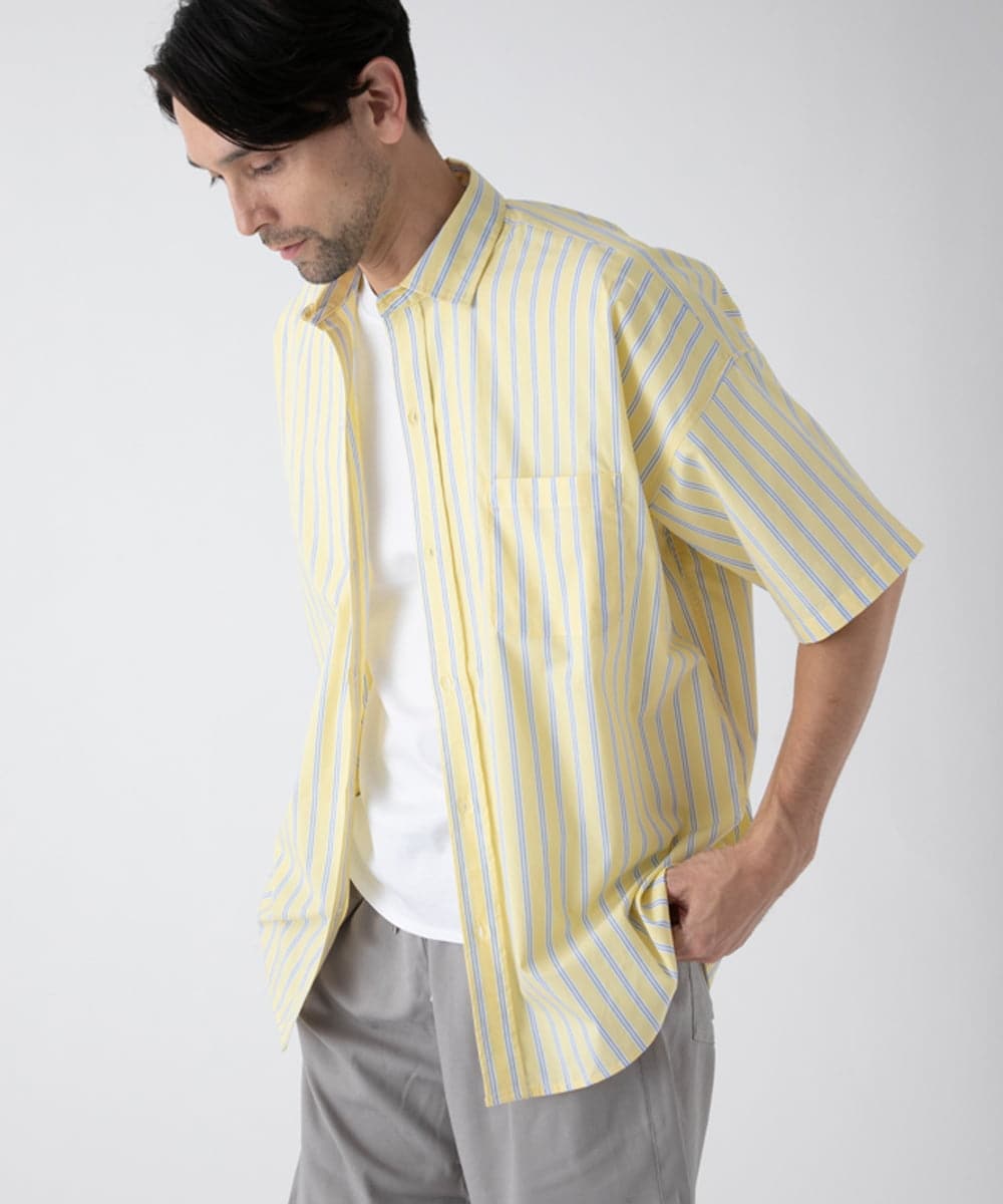 MKBHC84090 MK MICHEL KLEIN HOMME(MKミッシェルクランオム) 【リラックスシルエット】ストライプ半袖 イエロー