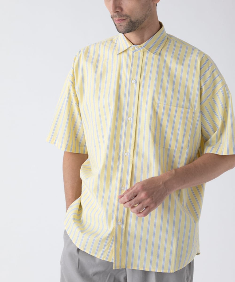 MKBHC84090 MK MICHEL KLEIN HOMME(MKミッシェルクランオム) 【リラックスシルエット】ストライプ半袖 イエロー