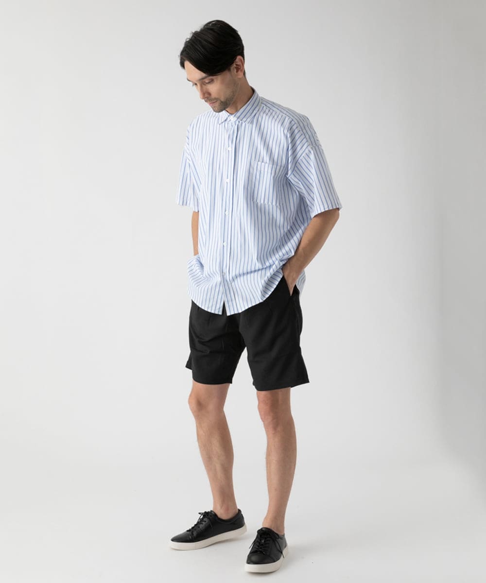 MKBHC84090 MK MICHEL KLEIN HOMME(MKミッシェルクランオム) 【リラックスシルエット】ストライプ半袖 ホワイト