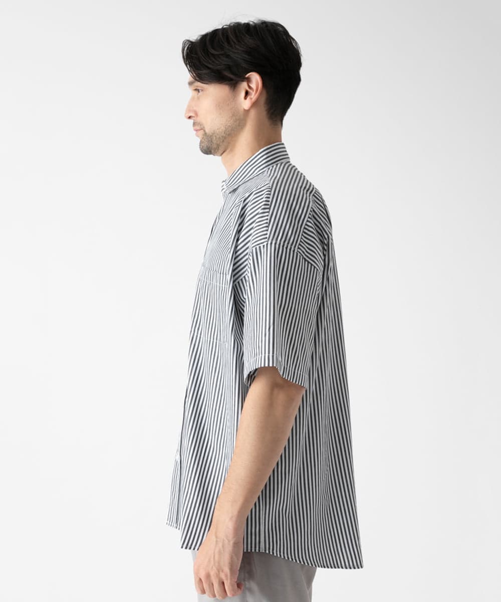 MKBHC84090 MK MICHEL KLEIN HOMME(MKミッシェルクランオム) 【リラックスシルエット】ストライプ半袖 ブラック