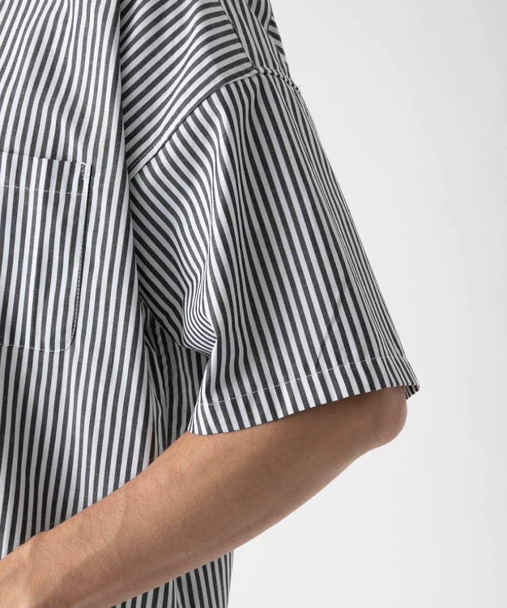 MKBHC84090 MK MICHEL KLEIN HOMME(MKミッシェルクランオム) 【リラックスシルエット】ストライプ半袖 ブラック