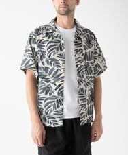 MKBHC87090 MK MICHEL KLEIN HOMME(MKミッシェルクランオム) 【リラックスサイズ/洗える】リーフ柄半袖シャツ ホワイト