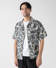 MKBHC87090 MK MICHEL KLEIN HOMME(MKミッシェルクランオム) 【リラックスサイズ/洗える】リーフ柄半袖シャツ ホワイト