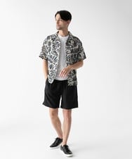 MKBHC87090 MK MICHEL KLEIN HOMME(MKミッシェルクランオム) 【リラックスサイズ/洗える】リーフ柄半袖シャツ ホワイト