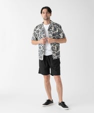 MKBHC87090 MK MICHEL KLEIN HOMME(MKミッシェルクランオム) 【リラックスサイズ/洗える】リーフ柄半袖シャツ ホワイト