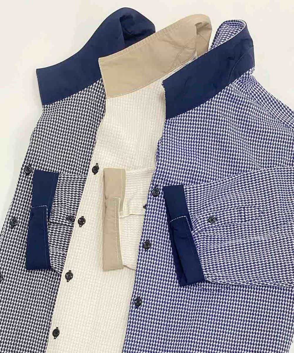 MKBHJ68130 MK MICHEL KLEIN HOMME(MKミッシェルクランオム) シャツ／チドリサッカーリンクス ネイビー