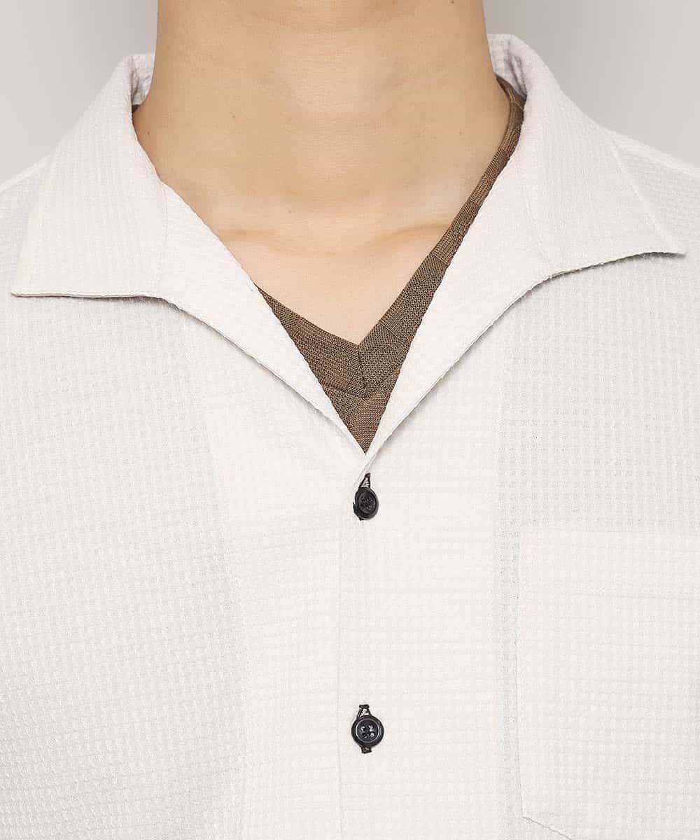 MKBHJ68130 MK MICHEL KLEIN HOMME(MKミッシェルクランオム) シャツ／チドリサッカーリンクス オフホワイト