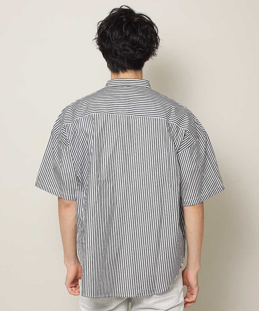 MKBHK41069 MK MICHEL KLEIN HOMME(MKミッシェルクランオム) ストライプバンドカラーシャツ ブラック
