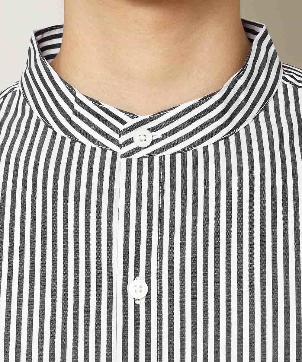 MKBHK41069 MK MICHEL KLEIN HOMME(MKミッシェルクランオム) ストライプバンドカラーシャツ ブラック