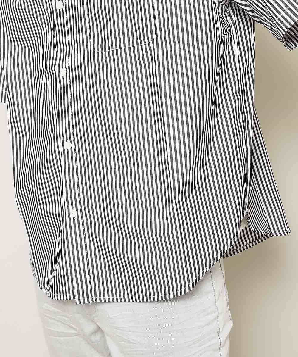 MKBHK41069 MK MICHEL KLEIN HOMME(MKミッシェルクランオム) ストライプバンドカラーシャツ ブラック