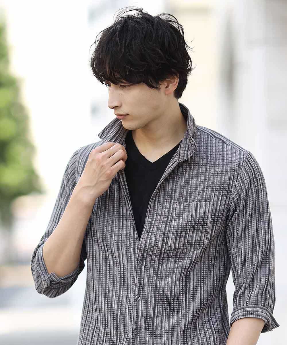 MKBHL25110 MK MICHEL KLEIN HOMME(MKミッシェルクランオム) シャツ／ウェイビータック グレー