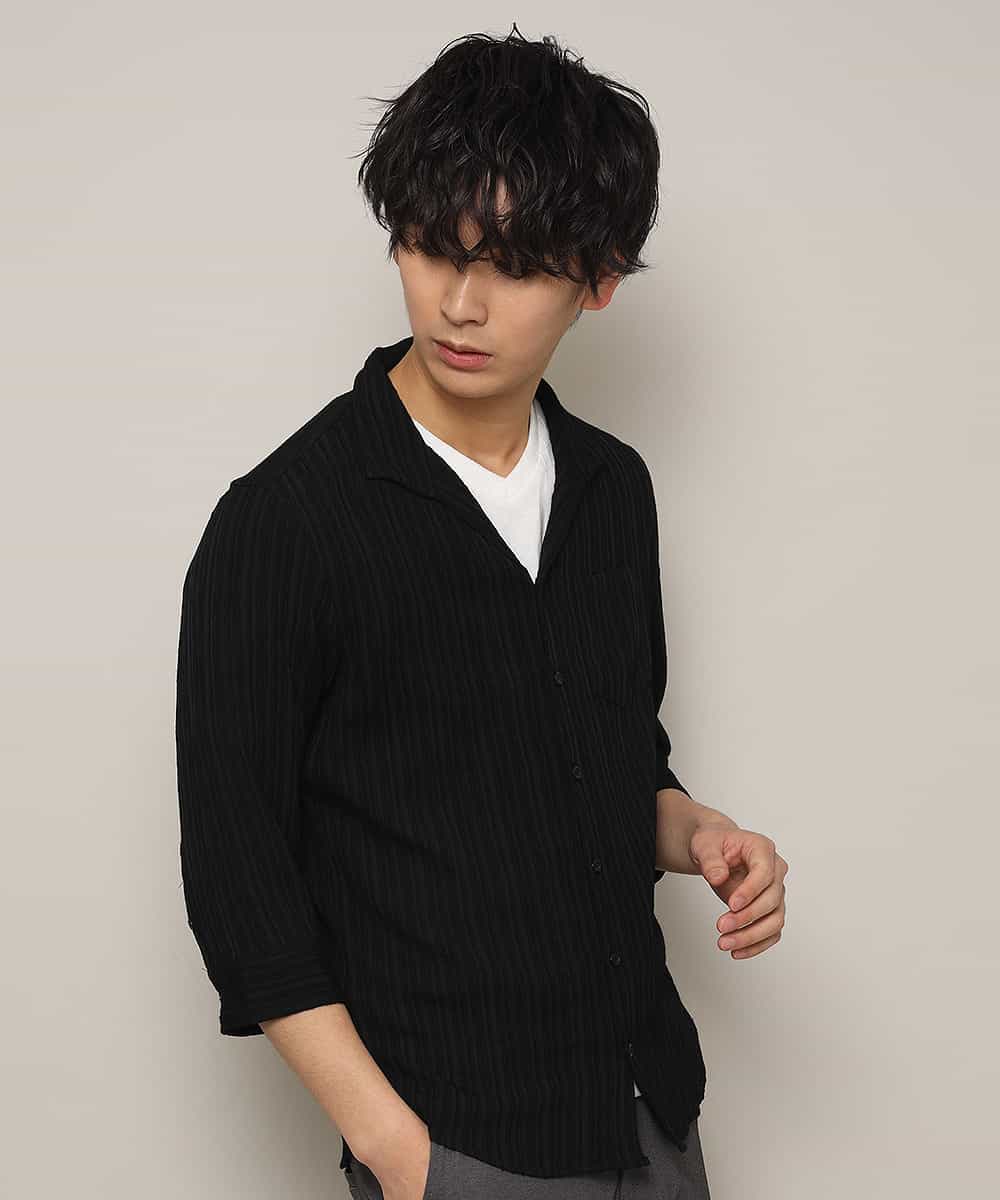 MKBHL25110 MK MICHEL KLEIN HOMME(MKミッシェルクランオム) シャツ／ウェイビータック ブラック