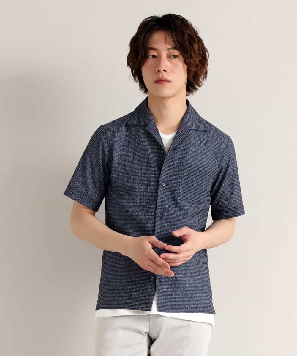 MKBHM66110 MK MICHEL KLEIN HOMME(MKミッシェルクランオム) エアトリコットシャツ ブルー