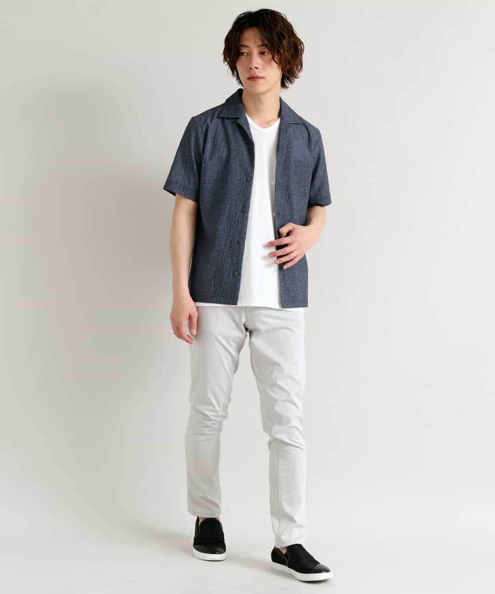 MKBHM66110 MK MICHEL KLEIN HOMME(MKミッシェルクランオム) エアトリコットシャツ ブルー