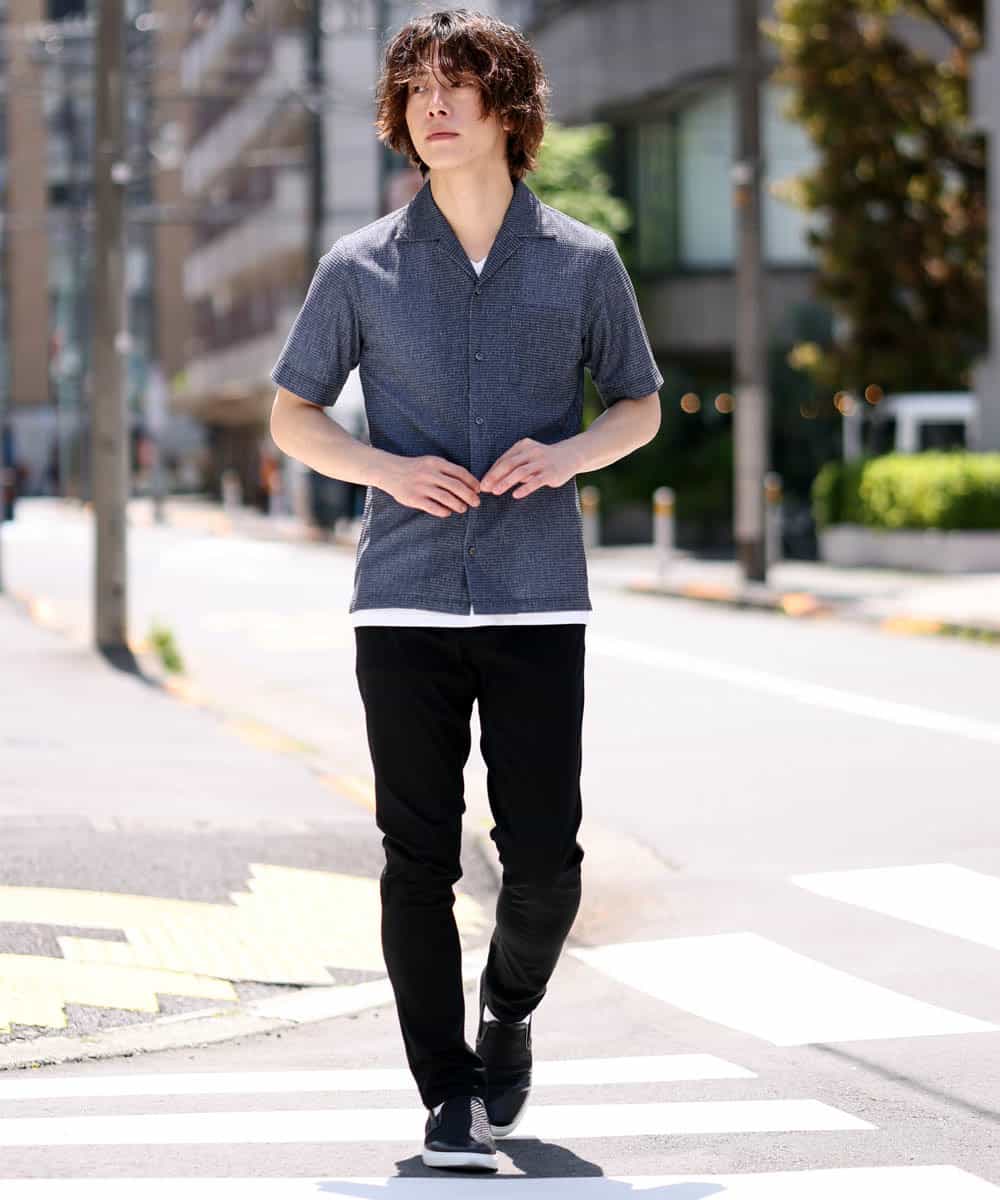 MKBHM66110 MK MICHEL KLEIN HOMME(MKミッシェルクランオム) エアトリコットシャツ ブルー